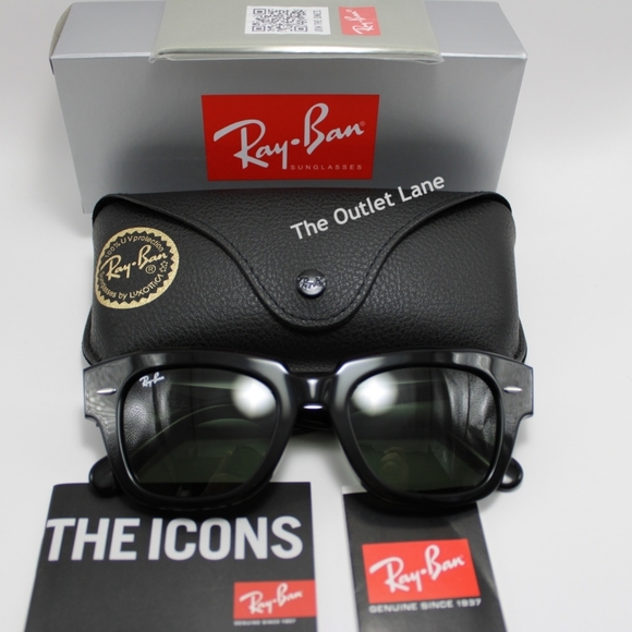 Model Display Ray-Ban State Street Green Lens RB2186 Black Frame - Picture 14 of 16